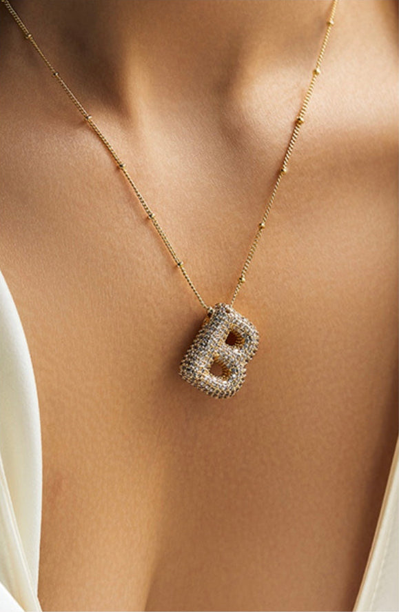 Savannah | Diamond Bubble Letter Necklace