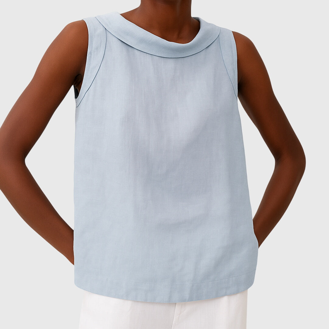 Camellia – Sleeveless Roll Collar Top